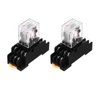 sourcing map 2Pcs AC 12V Electromagnetic Power Relay, 11-Pin 5A Power Coil Relay with LED Indicator and Socket Base DPDT 3NO 3NC - MY3NJ for Industrial, Home Appliances and DIN Rail System