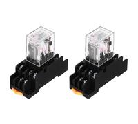 sourcing map 2Pcs AC 220V Electromagnetic Power Relay, 11-Pin 5A Power Coil Relay with LED Indicator and Socket Base DPDT 3NO 3NC - MY3NJ for Industrial, Home Appliances and DIN Rail System