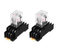 sourcing map 2Pcs AC 24V Electromagnetic Power Relay, 11-Pin 5A Power Coil Relay with LED Indicator and Socket Base DPDT 3NO 3NC - MY3NJ for Industrial, Home Appliances and DIN Rail System