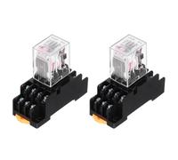 sourcing map 2Pcs AC 24V Electromagnetic Power Relay, 14-Pin 3A Power Coil Relay with LED Indicator and Socket Base DPDT 4NO 4NC - MY4NJ for Industrial, Home Appliances and DIN Rail System
