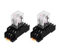 sourcing map 2Pcs AC 6V Electromagnetic Power Relay Switch, 11-Pin 5A Power Coil Relay with LED Indicator and Socket Base DPDT 3NO 3NC - MY3NJ for Industrial, Home Appliances and DIN Rail System