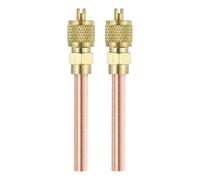 sourcing map 2Pcs Access Service Valves, 1/4" OD x 2.95" Length Brass Copper Refrigerant Filling Access Valves Air Conditioner Charge Needle Valve for HVAC Systems Repair