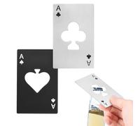 sourcing map 2Pcs Ace of Clubs Bottle Opener, Stainless Steel Credit Card Size Beer Bottle Opener for Wallet Pocket, Can Cap Openers for Wedding Party Bridal Shower Present, Silver and Black