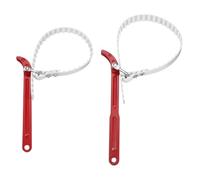 sourcing map 2Pcs Adjustable Belt Strap Wrench 8 Inch and 12 Inch Handle Belt Strap Wrench Oil Filter Spanners in Bag for Replacing Water Oil Filter PVC Pipe Joints, Red/White