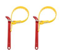 sourcing map 2Pcs Adjustable Belt Strap Wrench 8 Inch Handle Belt Strap Wrench Oil Filter Spanners for Replacing Water Oil Filter PVC Pipe Joints, Red/Yellow