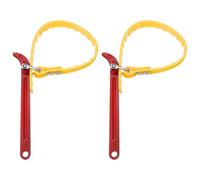 sourcing map 2Pcs Adjustable Belt Strap Wrench 8 Inch Handle Belt Strap Wrench Oil Filter Spanners in Bag for Replacing Water Oil Filter PVC Pipe Joints, Red/Yellow