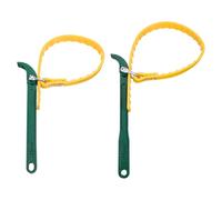 sourcing map 2Pcs Adjustable Belt Strap Wrench 9 Inch and 12 Inch Handle Belt Strap Wrench Oil Filter Spanners for Replacing Water Oil Filter PVC Pipe Joints, Green Yellow