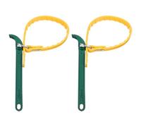 sourcing map 2Pcs Adjustable Belt Strap Wrench 9 Inch Handle Belt Strap Wrench Oil Filter Spanners for Replacing Water Oil Filter PVC Pipe Joints, Green Yellow