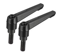sourcing map 2pcs Adjustable Clamping Lever Handle M10 x 25mm Metric Black Oxide Carbon Steel Male Threaded Stud Hand Knobs Rotating Screw Handles Bolts with Locking Lever Black