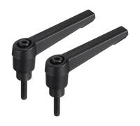sourcing map 2pcs Adjustable Clamping Lever Handle M4 x 16mm Metric Black Oxide Carbon Steel Male Threaded Stud Hand Knobs Rotating Screw Handles Bolts with Locking Lever Black