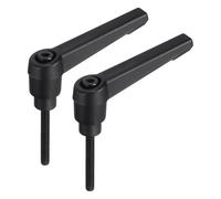 sourcing map 2pcs Adjustable Clamping Lever Handle M4 x 32mm Metric Black Oxide Carbon Steel Male Threaded Stud Hand Knobs Rotating Screw Handles Bolts with Locking Lever Black