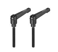 sourcing map 2pcs Adjustable Clamping Lever Handle M6 x 50mm Metric Black Oxide Carbon Steel Male Threaded Stud Hand Knobs Rotating Screw Handles Bolts with Locking Lever Black