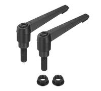 sourcing map 2Pcs Adjustable Clamping Lever Handles, M10x25mm Zinc Alloy Male Thread Stud Knobs with Nuts Quick Release Bolt Rotating Screw Handles for Lathes Woodworking, Black
