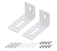 sourcing map 2Pcs Adjustable L-Shape Corner Brace, 40 x 80 x 35mm l Corner Brace Slotted Joint Right Angle Bracket with Screws for Fixing Furniture Wood Shelves Cabinet Shelf, White