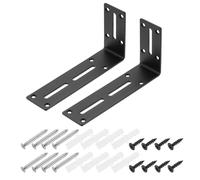 sourcing map 2Pcs Adjustable L-Shape Corner Brace, 90 x 180 x 45mm l Corner Brace Slotted Joint Right Angle Bracket with Screws for Fixing Furniture Wood Shelves Cabinet Shelf, Black