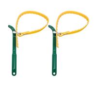 sourcing map 2Pcs Adjustable Strap Wrench 12 Inch Steel Handle Belt Strap Wrench Oil Filter Spanner for Replacing Water Oil Filter PVC Pipe Joints, Green Yellow