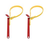 sourcing map 2Pcs Adjustable Strap Wrench 8 Inch Steel Handle Belt Strap Wrench Oil Filter Spanner for Replacing Water Oil Filter PVC Pipe Joints, Red Yellow