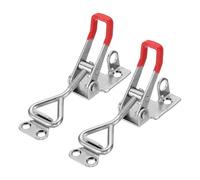 sourcing map 2pcs Adjustable Toggle Clamp M5 x 24mm 220lbs Holding Capacity 4001 Style Quick Release Pull Latches Clamps Hasp with Lock Hole for Smoker Lid Jig Tool Box Case, Silver Red