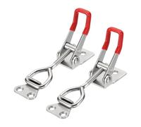 sourcing map 2pcs Adjustable Toggle Clamp M6 x 34mm 396lbs Holding Capacity 4002 Style Quick Release Pull Latches Clamps Hasp for Smoker Lid Jig Tool Box Case, Silver Red