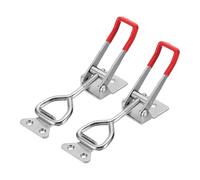 sourcing map 2pcs Adjustable Toggle Clamp M8 x 38mm 770lbs Holding Capacity 4003 Style Quick Release Pull Latches Clamps Hasp for Smoker Lid Jig Tool Box Case, Silver Red