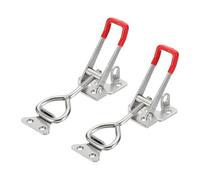 sourcing map 2pcs Adjustable Toggle Clamp M8 x 38mm 770lbs Holding Capacity 4003 Style Quick Release Pull Latches Clamps Hasp with Lock Hole for Smoker Lid Jig Tool Box Case, Silver Red