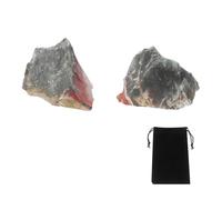 sourcing map 2Pcs African Bloodstone Rough Crystals, Crystal Rocks Stone Real Raw Gemstones with Velvet Bag for Vase Filler Landscape Bottom Decoration Home Collection Decor DIY Project
