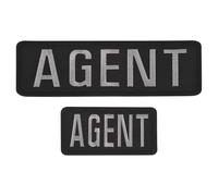 sourcing map 2pcs Agent Patch with Hook and Loop Agent Embroidered Patches Durable Fabric Agent Patch for Vest Jacket Clothes Backpacks Hats Black Grey (1Pcs Small and 1Pcs Large)