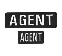 sourcing map 2pcs Agent Patch with Hook and Loop Agent Embroidered Patches Durable Fabric Agent Patch for Vest Jacket Clothes Backpacks Hats Black White (1Pcs Small and 1Pcs Large)