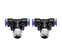 sourcing map 2pcs Air Line Fitting 10mm Tube OD x NPT 3/8 Thread PT4-U Pneumatic Male Branch Tee Quick Push to Connect Brass Air Line Hose for Industry Air System