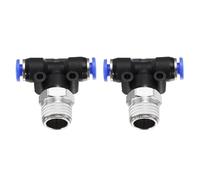 sourcing map 2pcs Air Line Fitting 4mm Tube OD x NPT 1/4 Thread PT4-U Pneumatic Male Branch Tee Quick Push to Connect Brass Air Line Hose for Industry Air System