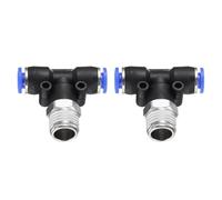 sourcing map 2pcs Air Line Fitting 6mm Tube OD x NPT 1/4 Thread PT4-U Pneumatic Male Branch Tee Quick Push to Connect Brass Air Line Hose for Industry Air System