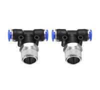 sourcing map 2pcs Air Line Fitting 6mm Tube OD x NPT 3/8 Thread PT4-U Pneumatic Male Branch Tee Quick Push to Connect Brass Air Line Hose for Industry Air System