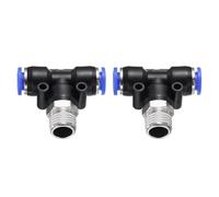 sourcing map 2pcs Air Line Fitting 8mm Tube OD x NPT 1/4 Thread PT4-U Pneumatic Male Branch Tee Quick Push to Connect Brass Air Line Hose for Industry Air System