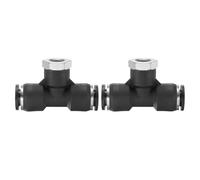 sourcing map 2pcs Air Line Fitting G 3/8" Tube OD x NPT 1/8" Thread Push to Connect Branch Tee Pneumatic Branch Tee Quick Push to Connect Air Line Hose for Water Air Oil Pipe