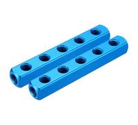 sourcing map 2PCS Air Manifold, 5 Way 8 Port 1/4" Supply 1/4" Output Port Aluminum Air Compressor Pneumatic Manifold Distribution Block for Compressor Cylinder