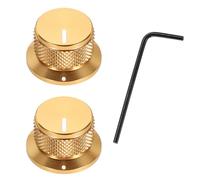 sourcing map 2Pcs Aluminium Knurled Potentiometer Knobs 1/4" Volume Tone Control Top Hat Knob for Guitar Instruments Audio Mixer Amplifier Gold