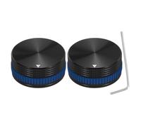 sourcing map 2Pcs Aluminium Potentiometer Knobs, 1/4"(6mm) Volume Audio Control Knobs 18mm x 40mm Potentiometer Screw Type for Guitar Bass with Black Blue Rubber Ring and Wrench, Black