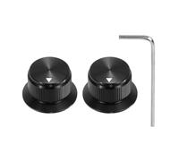 sourcing map 2Pcs Aluminium Potentiometer Knobs 1/4" Volume Tone Control Top Hat Knobs with L-Type Hexagonal Wrench for Guitar Instruments Audio Mixer Amplifier Black