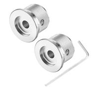 sourcing map 2PCS Aluminium Potentiometer Knobs 6mm x 25mm, Universal Top Hat Knobs Volume Tone Control Knob with Set Screw for Guitar Bass, Silver