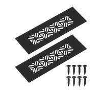 sourcing map 2Pcs Aluminum Alloy Air Vents, 150 x 50mm / 5.9 x 2" Rectangle Louvered Ventilation Grille Cover with Mounting Screws for Door Cabinet Wardrobe, Matt Black