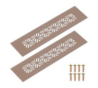 sourcing map 2Pcs Aluminum Alloy Air Vents, 200 x 50mm / 7.9 x 2" Rectangle Louvered Ventilation Grille Cover with Mounting Screws for Door Cabinet Wardrobe, Brown
