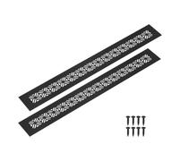 sourcing map 2Pcs Aluminum Alloy Air Vents, 400 x 50mm / 15.7 x 2" Rectangle Louvered Ventilation Grille Cover with Mounting Screws for Door Cabinet Wardrobe, Matt Black