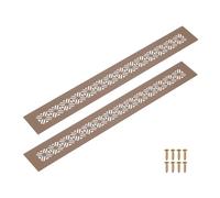 sourcing map 2Pcs Aluminum Alloy Air Vents, 400 x 50mm / 15.7 x 2" Rectangle Louvered Ventilation Grille Cover with Mounting Screws for Door Cabinet Wardrobe, Brown