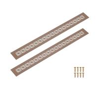 sourcing map 2Pcs Aluminum Alloy Air Vents, 500 x 50mm / 19.7 x 2" Rectangle Louvered Ventilation Grille Cover with Mounting Screws for Door Cabinet Wardrobe, Brown