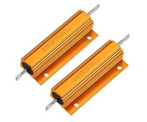 sourcing map 2pcs Aluminum Case Resistor 100W 500 Ohm Wirewound Gold for LED Replacement Converter 100W 500RJ