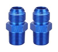 sourcing map 2Pcs AN10 Male Flare to 1/2" NPT Pipe Fitting, Aluminum Straight Male Union Coupler Connector Fuel Hose Adapter for Automotive, Blue