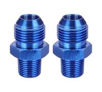 sourcing map 2Pcs AN10 Male Flare to 3/8" NPT Pipe Fitting, Aluminum Straight Male Union Coupler Connector Fuel Hose Adapter for Automotive, Blue