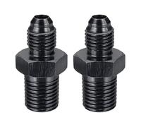 sourcing map 2Pcs AN4 Male Flare to 1/4" NPT Pipe Fitting, Aluminum Straight Male Union Coupler Connector Fuel Hose Adapter for Automotive, Black