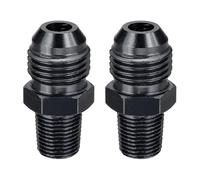 sourcing map 2Pcs AN6 Male Flare to 1/8" NPT Pipe Fitting, Aluminum Straight Male Union Coupler Connector Fuel Hose Adapter for Automotive, Black