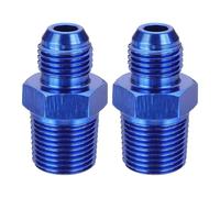 sourcing map 2Pcs AN6 Male Flare to 3/8" NPT Pipe Fitting, Aluminum Straight Male Union Coupler Connector Fuel Hose Adapter for Automotive, Blue